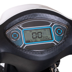 Scooter électrique à trois roues ultra-spacieux blanc avec coffre de rangement - Autonomie de 55 km