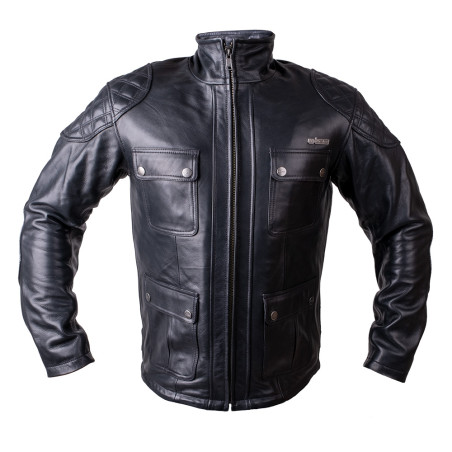 Blouson de moto en cuir noir pour hommes
