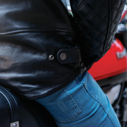 Blouson de moto en cuir noir pour hommes avec protection et col montant - Taille S à 6XL