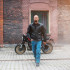 Blouson de moto en cuir noir pour hommes avec protection et col montant - Taille S à 6XL