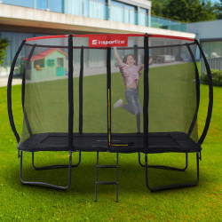 Trampoline grande taille en forme de rectangle avec échelle stable - Filet de protection