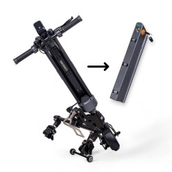 Système de propulsion électrique pour fauteuil roulant avec barre pour les repose-pieds