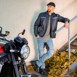 Veste de moto en cuir de haute qualité pour Hommes avec protections certifiées CE - Tailles S à 6XL
