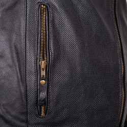 Veste de moto en cuir ultra légère d'été pour Hommes avec protections CE amovibles - Tailles S à 6XL