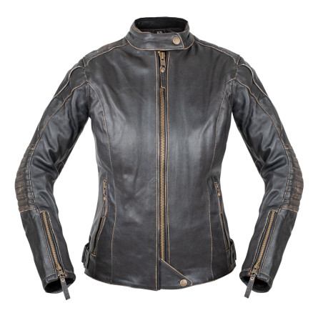 Veste de moto en cuir marron pour femmes avec doublure thermique amovible - Taille XS à XXL