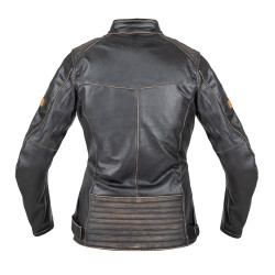 Veste de moto en cuir marron pour femmes avec doublure thermique amovible - Taille XS à XXL