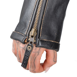 Veste de moto en cuir marron pour femmes avec doublure thermique amovible - Taille XS à XXL