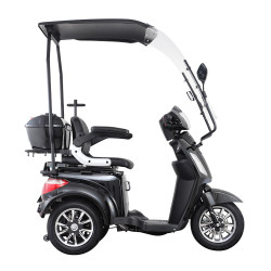 Scooter électrique 1000 W sans permis à trois roues avec toit et pare-brise - Autonomie de 45 km et 3 modes de vitesse