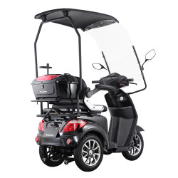Scooter électrique 1000 W sans permis à trois roues avec toit et pare-brise - Autonomie de 45 km et 3 modes de vitesse