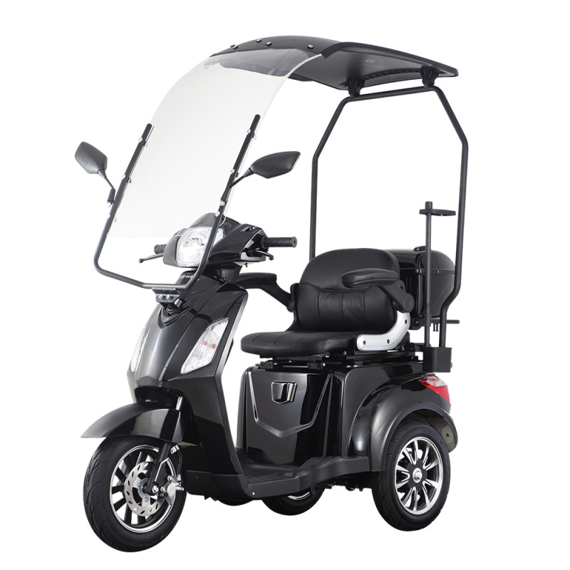 Scooter électrique sans permis à trois roues avec toit et pare-brise