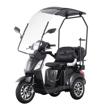 Scooter électrique sans permis à trois roues avec toit et pare-brise