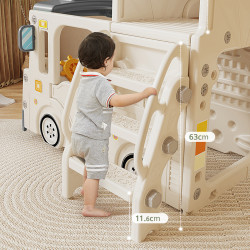 Toboggan pour enfants design bus avec panier de basket - Divertissement pour enfant de 3 ans et +