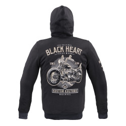 Sweat à capuche pour moto pour Hommes en fibre d'aramide renforcée Black Heart - Tailles S à 5XL