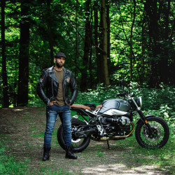 Veste en Cuir pour Homme style perfecto Vintage avec design Black Heart - Tailles M à 6XL