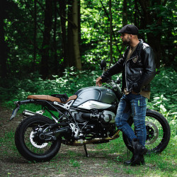 Veste en Cuir pour Homme style perfecto Vintage avec design Black Heart - Tailles M à 6XL