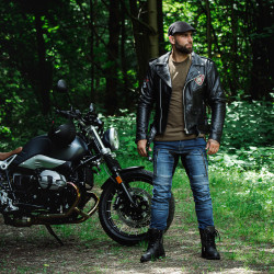 Veste en Cuir pour Homme style perfecto Vintage avec design Black Heart - Tailles M à 6XL