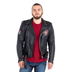 Veste en Cuir pour Homme style perfecto Vintage avec design Black Heart - Tailles M à 6XL