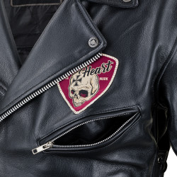 Veste en Cuir pour Homme style perfecto Vintage avec design Black Heart - Tailles M à 6XL