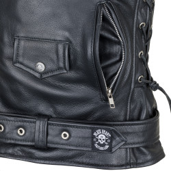 Veste en Cuir pour Homme style perfecto Vintage avec design Black Heart - Tailles M à 6XL