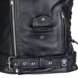 Veste en Cuir pour Homme style perfecto Vintage avec design Black Heart - Tailles M à 6XL