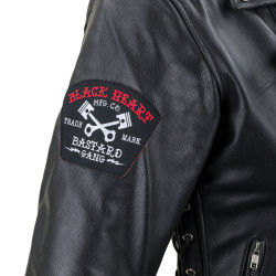 Veste en Cuir pour Homme style perfecto Vintage avec design Black Heart - Tailles M à 6XL