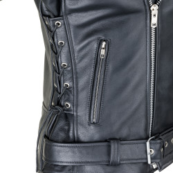 Veste en Cuir pour Homme style perfecto Vintage avec design Black Heart - Tailles M à 6XL