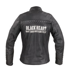 Veste de moto en cuir pour femmes avec impression Black Heart - Tailles XS à 3XL