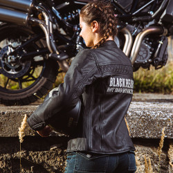 Veste de moto en cuir pour femmes avec impression Black Heart - Tailles XS à 3XL