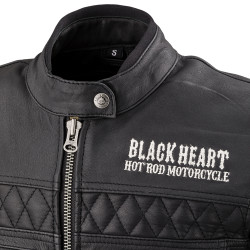 Veste de moto en cuir pour femmes avec impression Black Heart - Tailles XS à 3XL