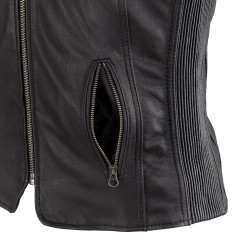 Veste de moto en cuir pour femmes avec impression Black Heart - Tailles XS à 3XL