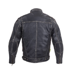 Blouson de moto en cuir pour Hommes avec écussons vintages  - Tailles S à 6XL