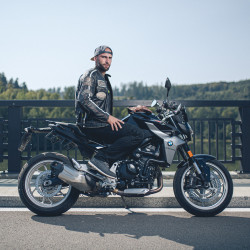 Blouson de moto en cuir pour Hommes avec écussons vintages  - Tailles S à 6XL
