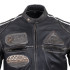 Blouson de moto en cuir pour Hommes avec écussons vintages  - Tailles S à 6XL
