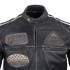 Blouson de moto en cuir pour Hommes avec écussons vintages  - Tailles S à 6XL