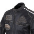 Blouson de moto en cuir pour Hommes avec écussons vintages  - Tailles S à 6XL