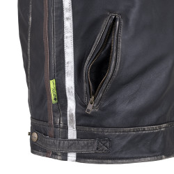 Blouson de moto en cuir pour Hommes avec écussons vintages  - Tailles S à 6XL