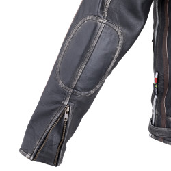 Blouson de moto en cuir pour Hommes avec écussons vintages  - Tailles S à 6XL