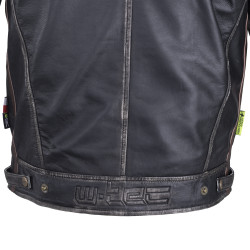 Blouson de moto en cuir pour Hommes avec écussons vintages  - Tailles S à 6XL