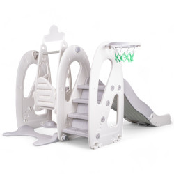 Toboggan avec balançoire pour enfant et panier de basket - Aire de jeux ludique