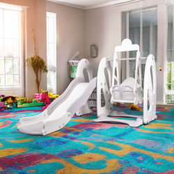 Toboggan avec balançoire pour enfant et panier de basket - Aire de jeux ludique