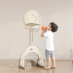 Structure de jeux 3 en 1 avec panier de basket-ball et but de football - Espace golf inclus