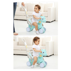 Cheval à bascule combo draisienne pour enfant de 1 an et plus - Barre de remorquage amovible et boîte à musique incluse