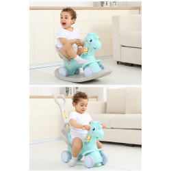 Cheval à bascule combo draisienne pour enfant de 1 an et plus - Barre de remorquage amovible et boîte à musique incluse