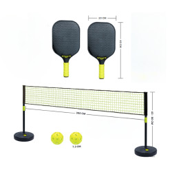 Jeu complet de pickleball avec filet réglable et raquettes - Balles incluses - Loisir extérieur