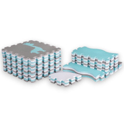 Parc pour bébé et enfant 30 x 30 x 1 cm avec 36 dalles puzzles modulable sur les formes et animaux - 3 coloris
