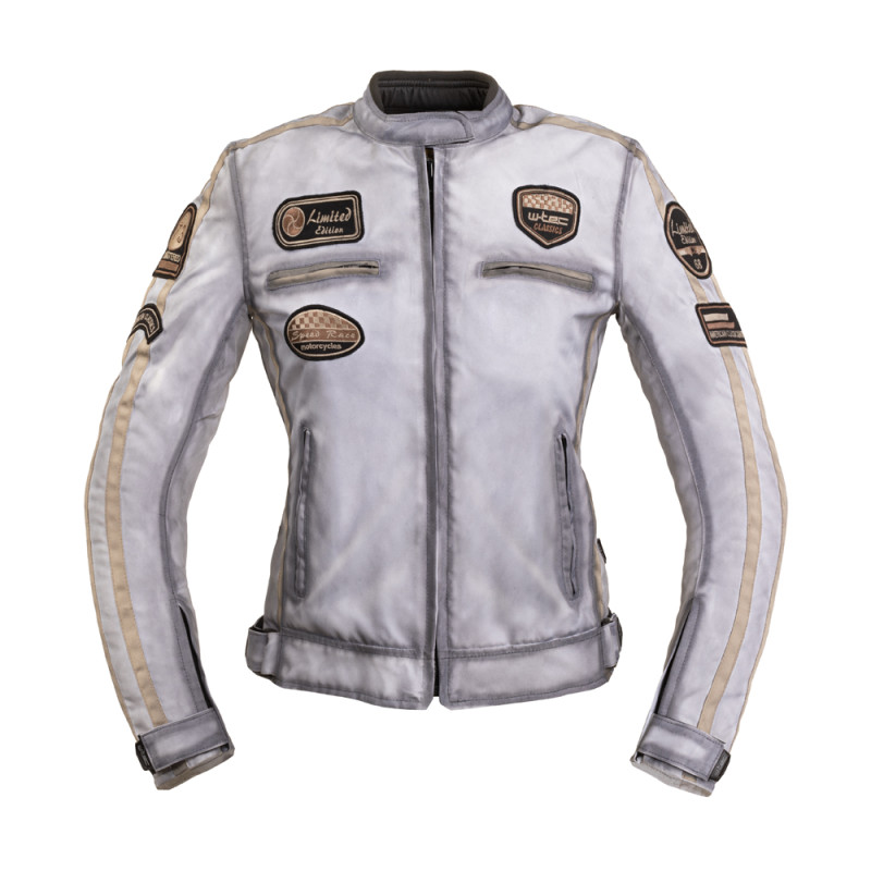 Veste de moto imitation cuir pour Femmes vintage avec écussons - Coloris Blanc ou Rouge