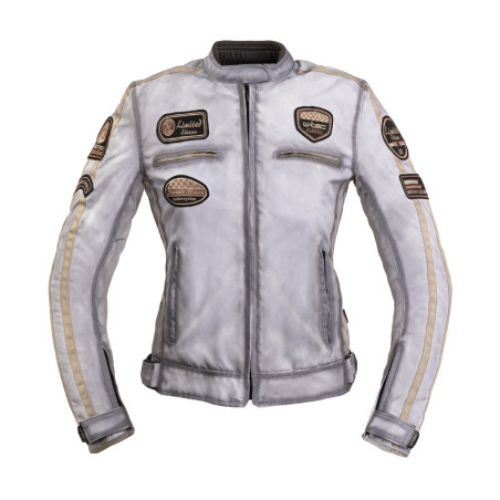Veste de moto imitation cuir pour Femmes vintage avec écussons - Coloris Blanc ou Rouge