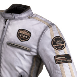 Veste de moto imitation cuir pour Femmes vintage avec écussons - Coloris Blanc ou Rouge