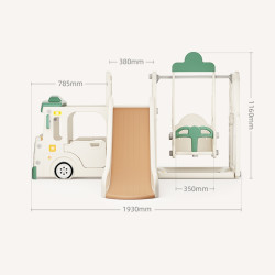 Structure de jeux intérieure pour enfant en forme de camion avec toboggan et balançoire - 3 ans et plus