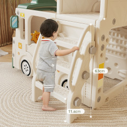 Structure de jeux intérieure pour enfant en forme de camion avec toboggan et balançoire - 3 ans et plus